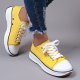 Women's Stylish Leisure Sneakers - Round Toe Low Top Lace Up & Thick Bottom Canvas Shoes for Comfort & Style.