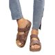 Brown Braided Detail Criss Cross Platform Slippers