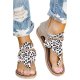 White Leopard Print Flip Flop Sandals