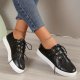 Women's Lightweight Platform Sneakers: Low Top Lace Up Round Toe Casual Shoes for Comfort Walking