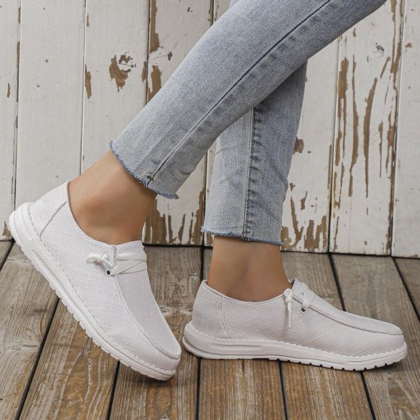 Women's Lightweight Canvas Loafers - Lace-up Low Top Sneakers for Comfort and Style