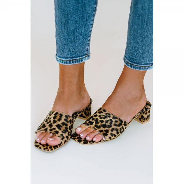 Leopard Graphic Chunky Sandal Mules