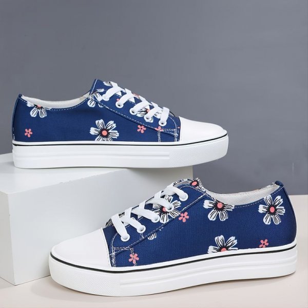 Women's Floral Print Lace-up Sneakers: Lightweight & Stylish Low Top Shoes for Women