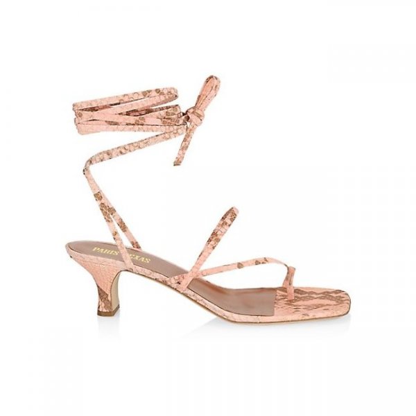 Paris Texas Ankle Wrap Python Embossed Leather Sandals