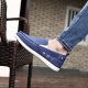 Men's Casual Square Toe Canvas Loafers, Lightweight Slip On Shoes