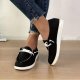 Women's Casual Lace Up Flat Loafers, Breathable Round Toe Canvas Walking Sneakers, Low Top Slip On Shoes