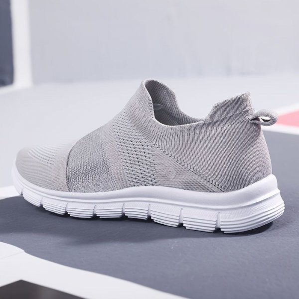 Women's Breathable Flying Woven Casual Sneakers,  Color-block Slip-on Running Walking Shoes, Low Top Sports Shoes